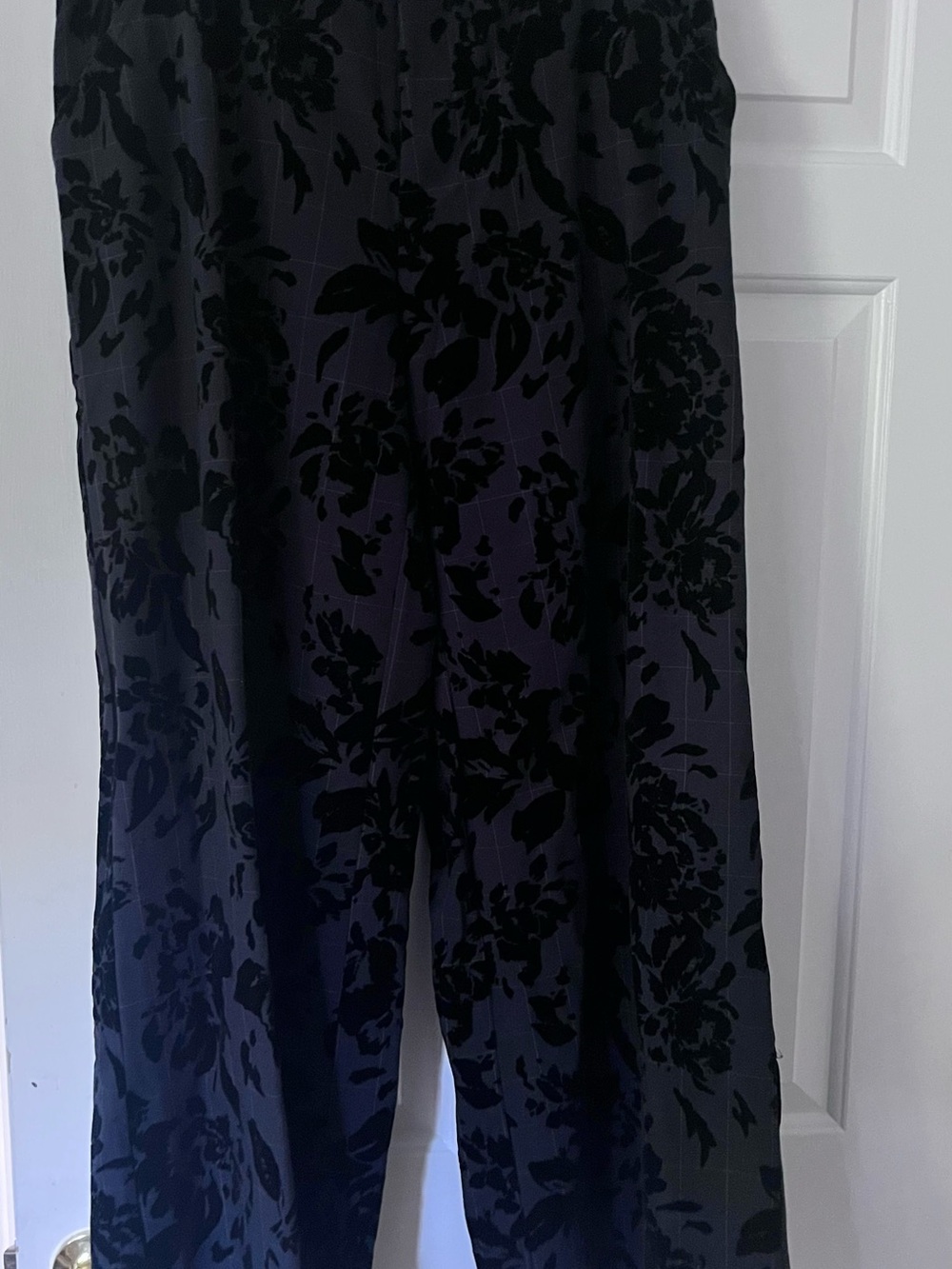 Anthropologie Black Floral Velvet Burnout Wide-Leg Pants